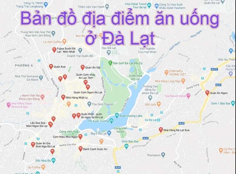 Bản đồ địa điểm ăn uống ở Đà Lạt