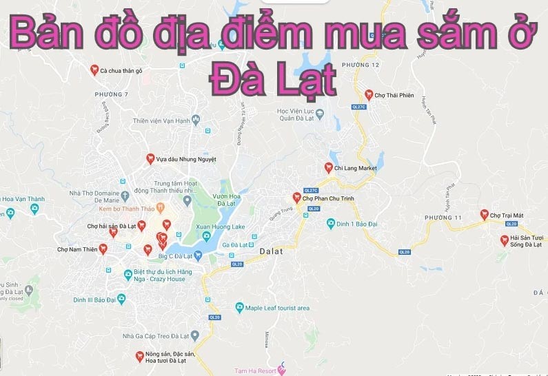Bản đồ địa điểm mua sắm ở Đà Lạt