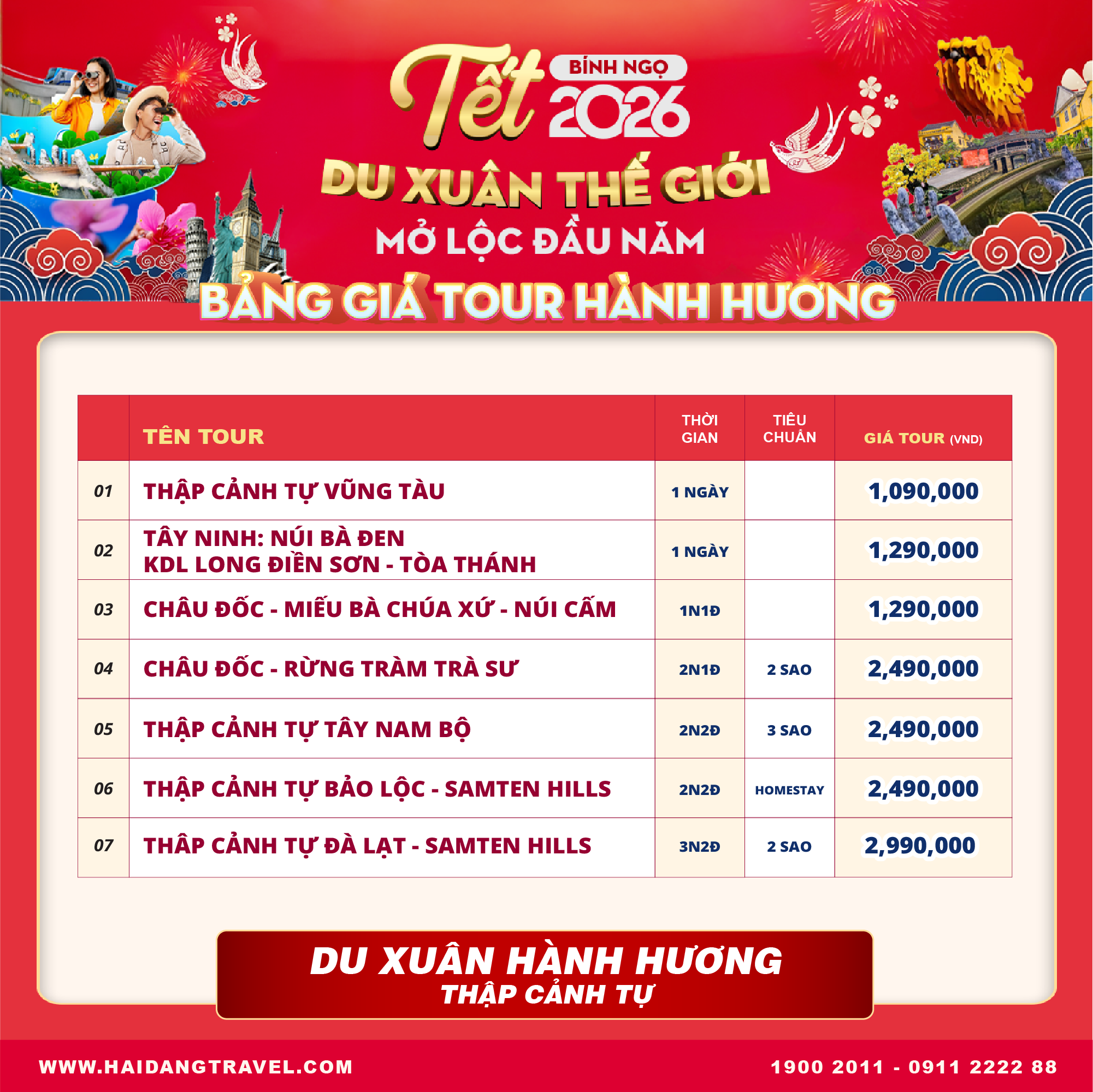 Bảng giá tour Tết hành hương 2026 1