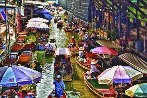 Chợ nổi Damnoen Saduak, địa điểm du lịch Bangkok Thái Lan