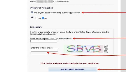 Form đăng kí Visa Mỹ