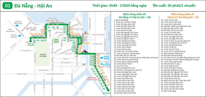 Lịch trình di chuyển xe bus Đà Nẵng Hội An