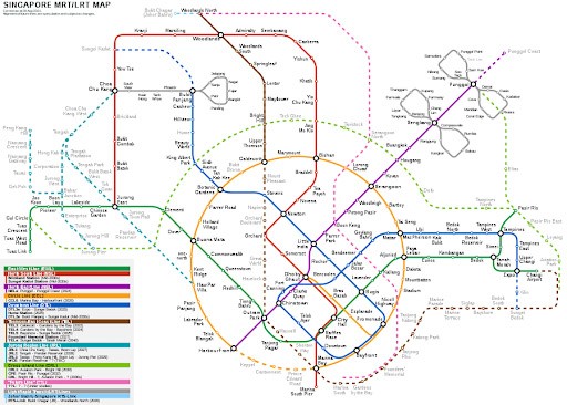 đi du lịch Singapore cần bao nhiêu tiền?. MRT Map