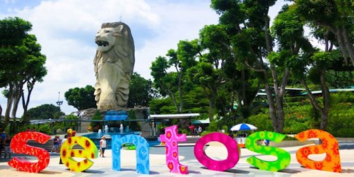 tour du lịch singapore 3 ngày 2 đêm - tượng sư tử ở Sentosa
