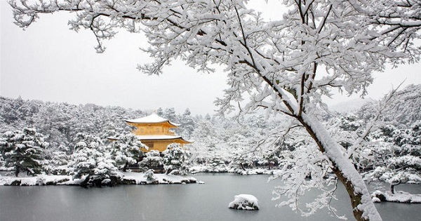 Kinkaku-ji, Kyoto Đây là chùa Vàng - điểm đến đẹp nhất ở cố đô Kyoto. Công trình càng đẹp hơn khi mùa đông tuyết phủ bốn bề, còn chùa nổi bật với màu vàng. Công trình xây năm 1397 và là một điểm đến Phật giáo linh thiêng. Sau nhiều thế kỷ với những biến cố lịch sử, ngôi chùa Vàng hiện tại là công trình xây lại năm 1955. Những lá vàng được dát thêm trên chùa để bảo vệ những người đã khuất khỏi nguồn năng lượng xấu. Ảnh: Tim Czajkowski. Kinkaku-ji, Kyoto Đây là chùa Vàng - điểm đến đẹp nhất ở cố đô Kyoto. Công trình càng đẹp hơn khi mùa đông tuyết phủ bốn bề, còn chùa nổi bật với màu vàng. Công trình xây năm 1397 và là một điểm đến Phật giáo linh thiêng. Sau nhiều thế kỷ với những biến cố lịch sử, ngôi chùa Vàng hiện tại là công trình xây lại năm 1955. Những lá vàng được dát thêm trên chùa để bảo vệ những người đã khuất khỏi nguồn năng lượng xấu. Ảnh: Tim Czajkowski.