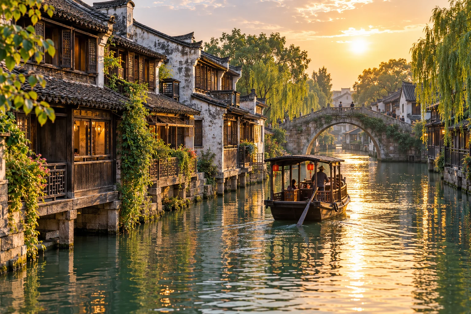 Ô Trấn Tây Sách bên dòng kênh – ảnh minh họa AI