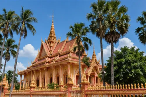 Minh họa kiến trúc chùa Khmer tại Sóc Trăng