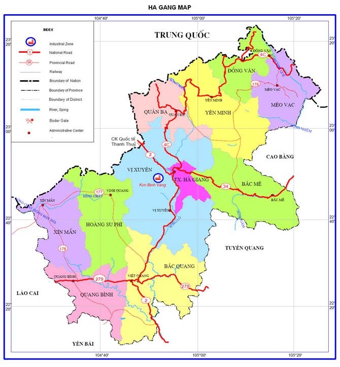 Bản đồ vị trí địa lý của Hà Giang