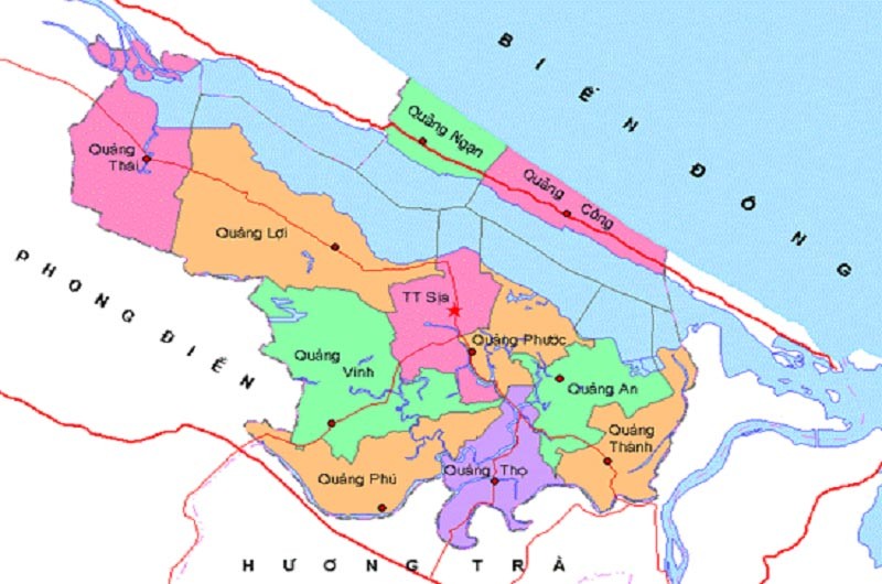 Bản đồ huyện Quảng Điền