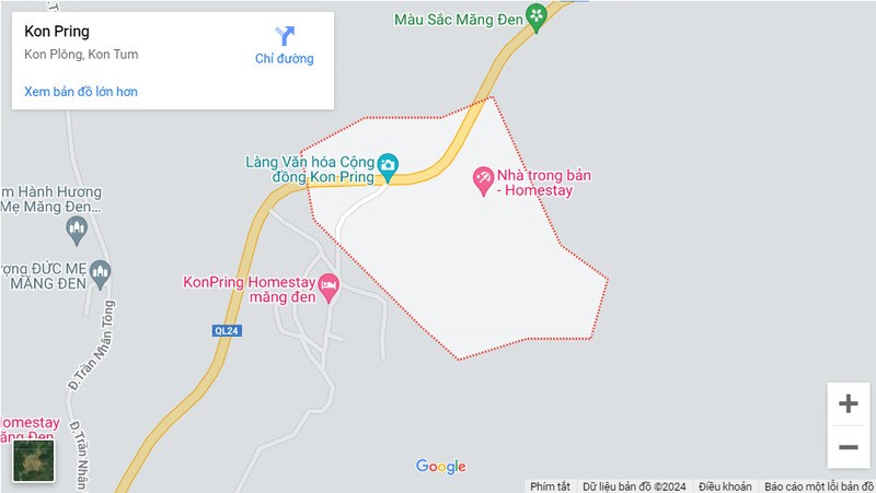 Bảng đồ đi đến Làng du lịch Kon Bring