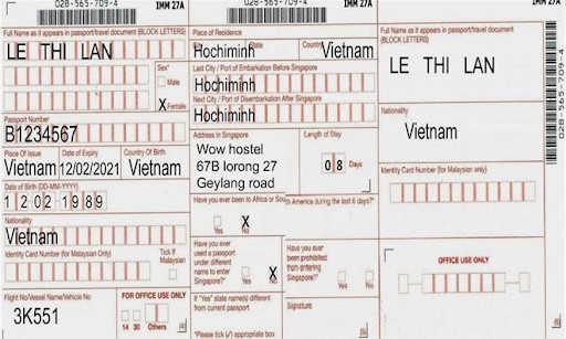 Lưu ý khi đi Singapore tờ khai hải quan