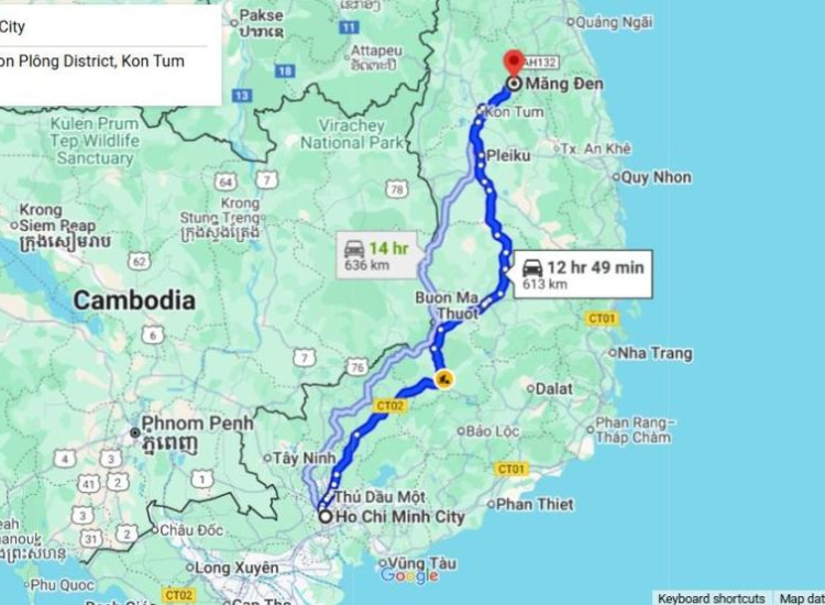 Tổng quan đường đi Măng Đen từ Sài Gòn 1