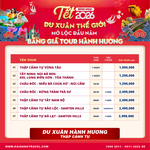 Bảng giá chi tiết tour Tết hành hương 2026 - Hải Đăng Travel