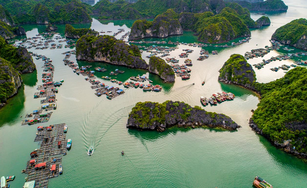 Vào những ngày cuối tuần, Cát Bà đón lượng khách khổng lồ từ các khu vực lân cận. Được cấu tạo bởi những dãy núi đá vôi liên tiếp, từ trên cao nhìn xuống, Cát Bà hiện lên vẻ kỳ vĩ, mê đắm lòng người bởi khung cảnh tràn ngập sắc xanh của núi và biển. Hàng trăm dáng núi hình dáng kỳ dị nối liền, đan xen những hang động đầy huyền bí. Tất cả dưới lăng kính máy ảnh đã tạo nên một Cát Bà tuyệt đẹp. Ảnh: Trần Quý. Vào những ngày cuối tuần, Cát Bà đón lượng khách khổng lồ từ các khu vực lân cận. Được cấu tạo bởi những dãy núi đá vôi liên tiếp, từ trên cao nhìn xuống, Cát Bà hiện lên vẻ kỳ vĩ, mê đắm lòng người bởi khung cảnh tràn ngập sắc xanh của núi và biển. Hàng trăm dáng núi hình dáng kỳ dị nối liền, đan xen những hang động đầy huyền bí. Tất cả dưới lăng kính máy ảnh đã tạo nên một Cát Bà tuyệt đẹp. Ảnh: Trần Quý.