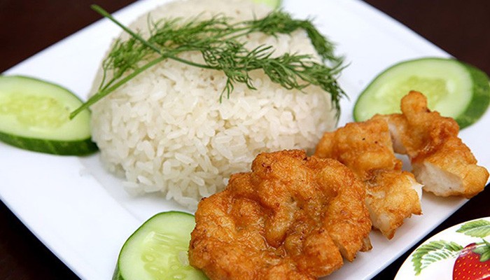 Xôi trắng chả mực